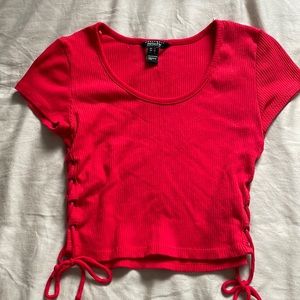 SWS red cotton tee with side ties M